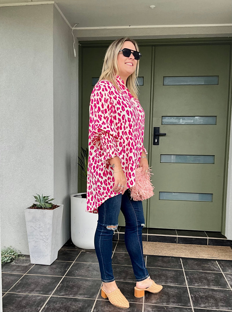 BILLIE SHIRT - Pink leopard