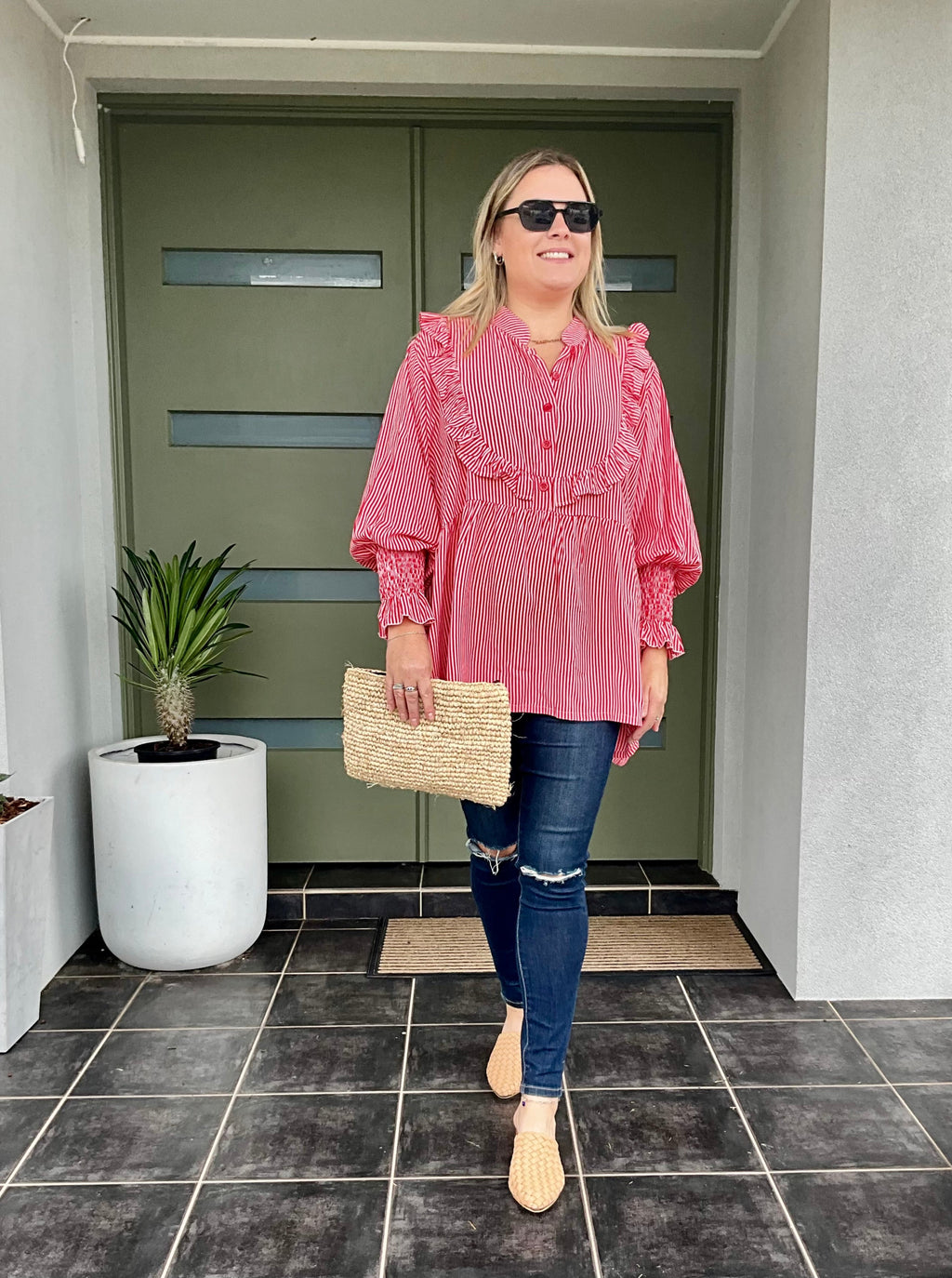 STEVIE TOP - Pink and Red stripes