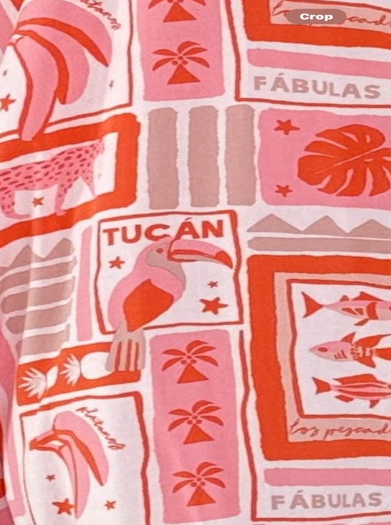 patten fabric rayon pinl and orange