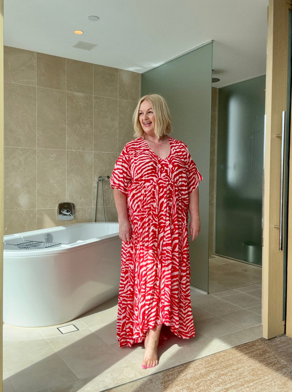 WILLOW DRESS - Zebra red and pink