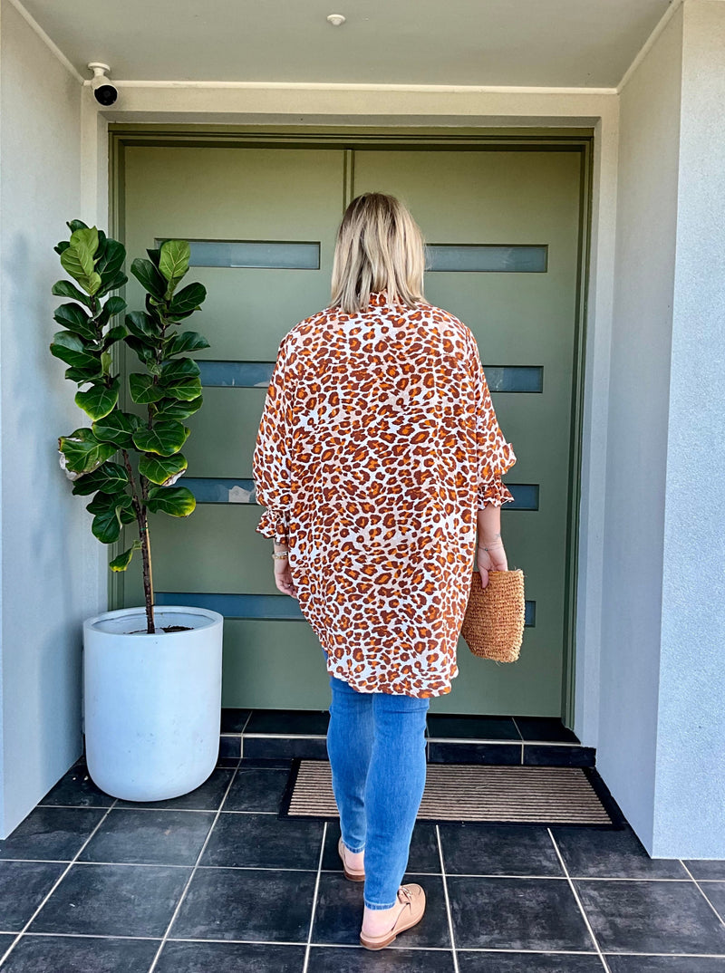 BILLIE SHIRT - Tangerine Leopard