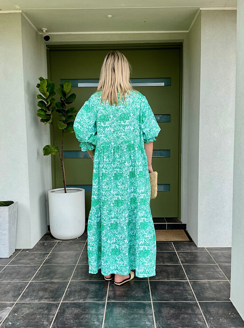 KYLIE DRESS - Emerald Blooms