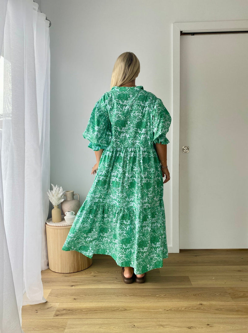 KYLIE DRESS - Emerald Blooms